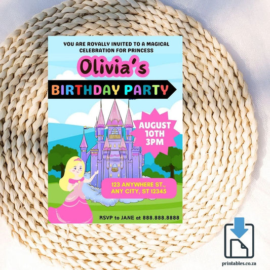 Princess Birthday Invitation – Castle Theme Personalized Design
