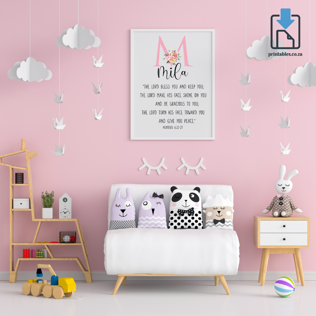 The Lord Bless You – Personalized Kids Room Printable (Girls Edition)