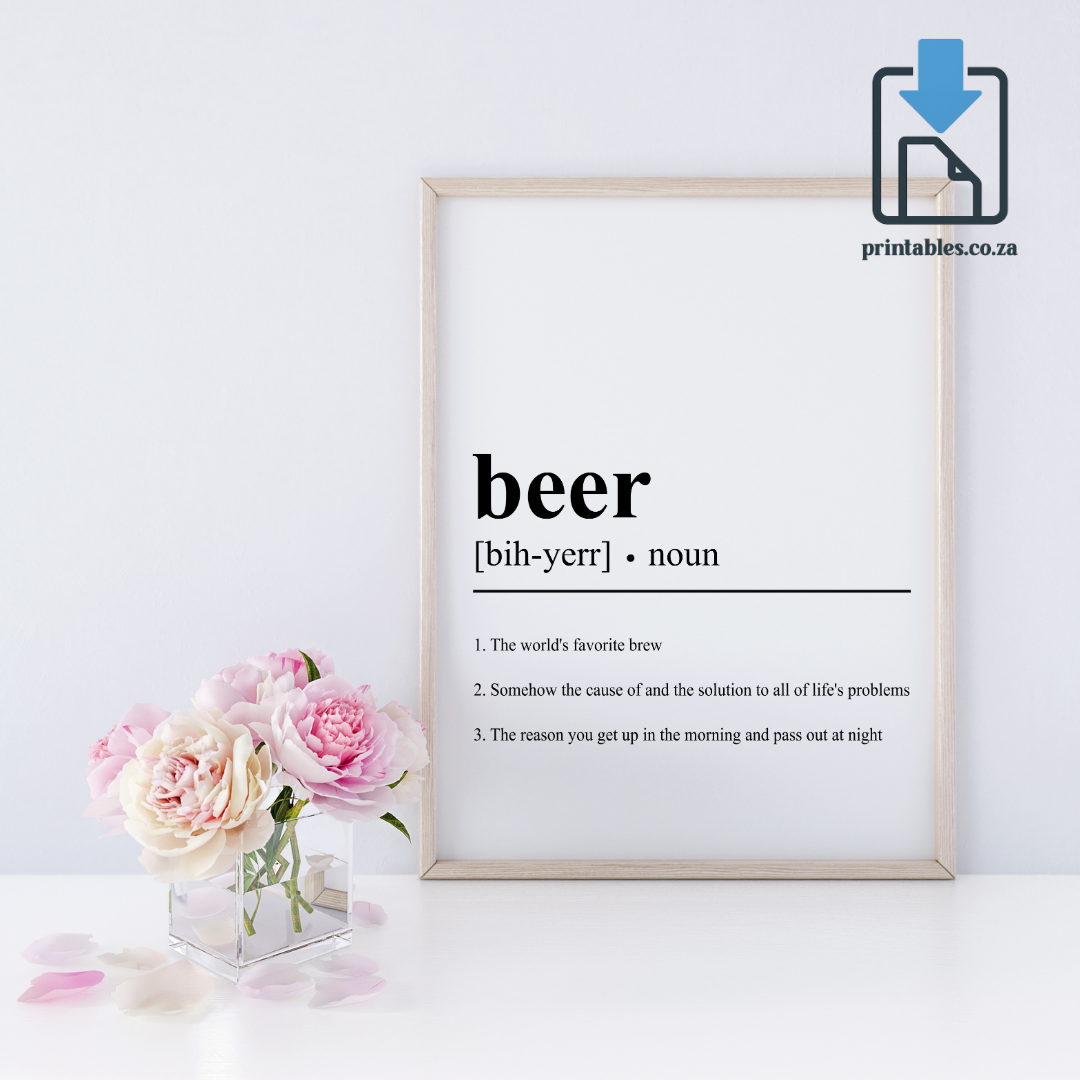 Beer Definition Wall Art, Beer Quote Decor, Printable Wall Art Gift for Home, PRINTABLE Wall Art, Digital Download