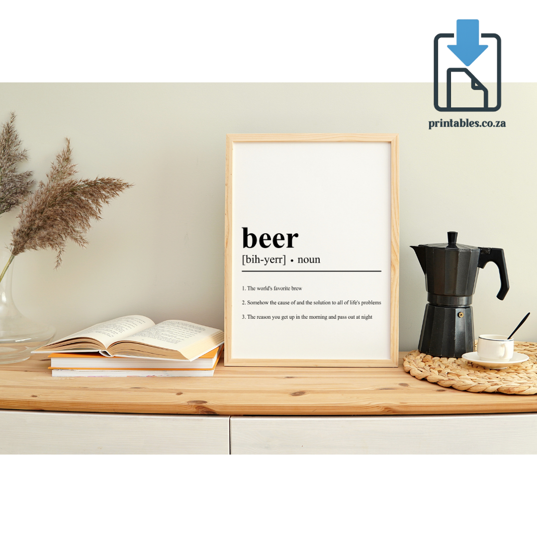 Beer Definition Wall Art, Beer Quote Decor, Printable Wall Art Gift for Home, PRINTABLE Wall Art, Digital Download
