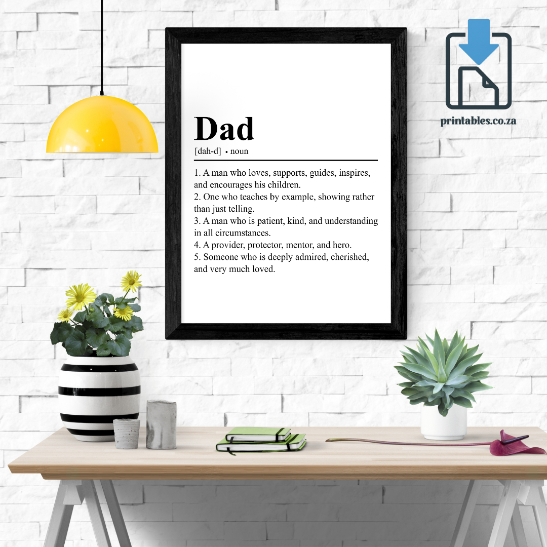 Dad Definition Wall Art, Dad Quote Decor, Printable Wall Art Gift for Home, PRINTABLE Wall Art, Digital Download