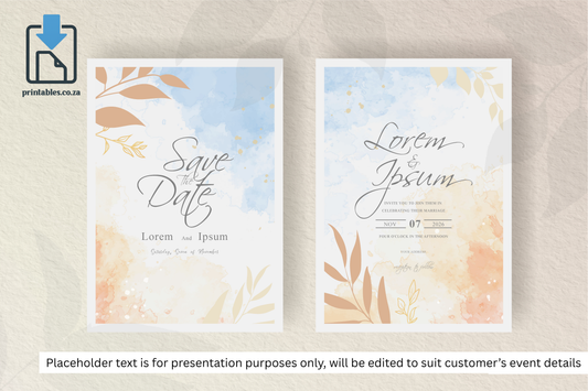 1001 Simple Floral Frame Wedding Invitation Set