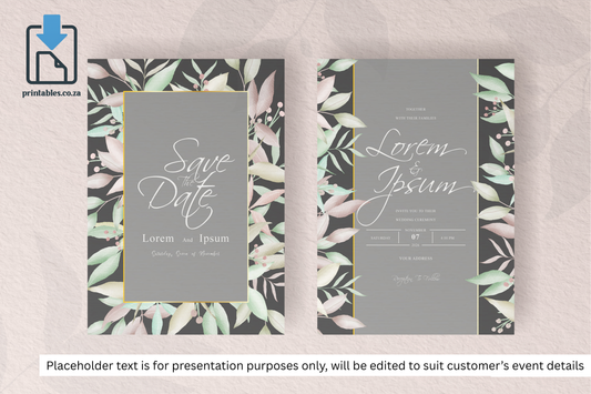 106 Foliage Frame Wedding Invitation Set