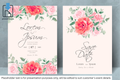 107 Elegant Floral Frame Wedding Invitation Set