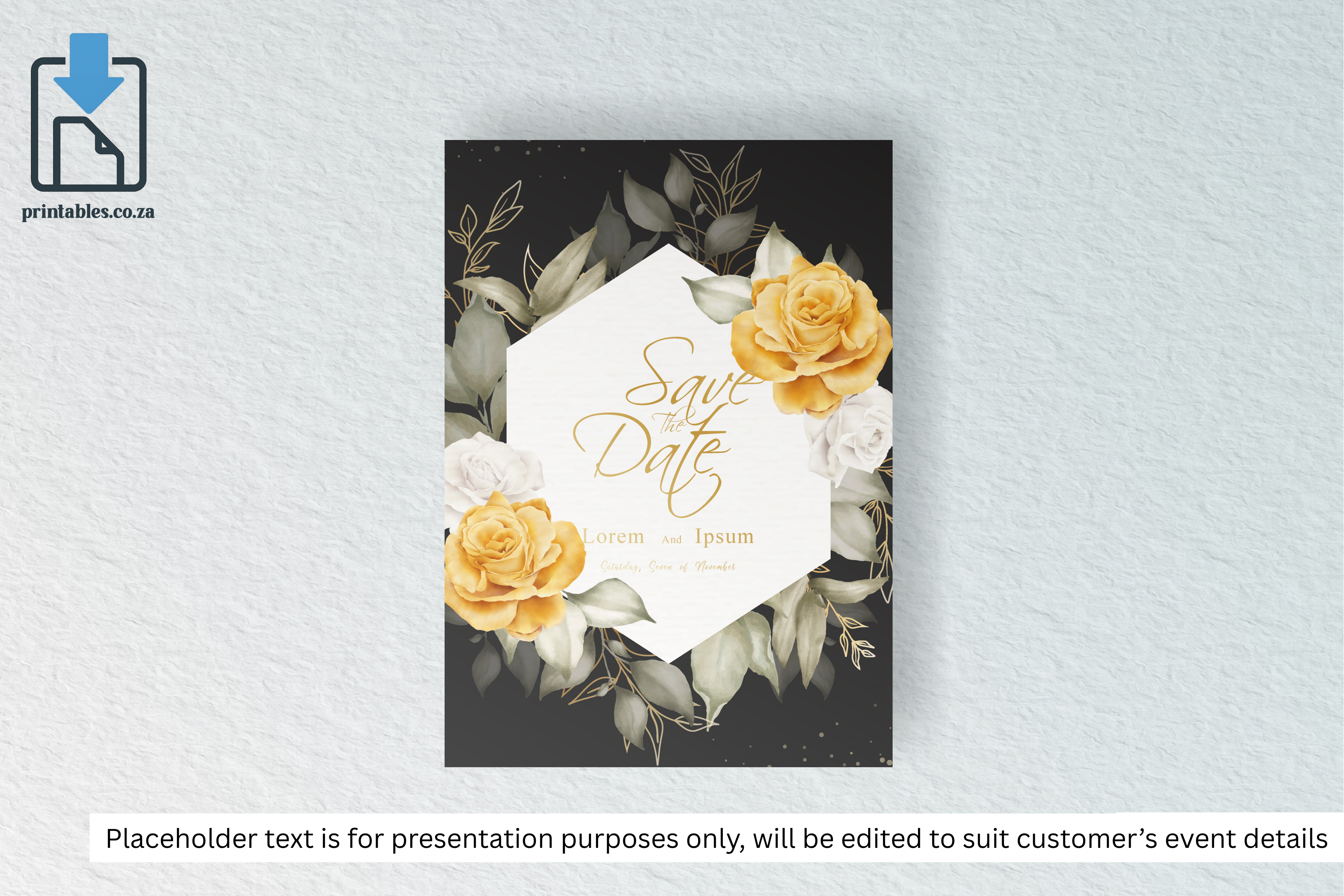1139 Yellow Florals Frame Wedding Card