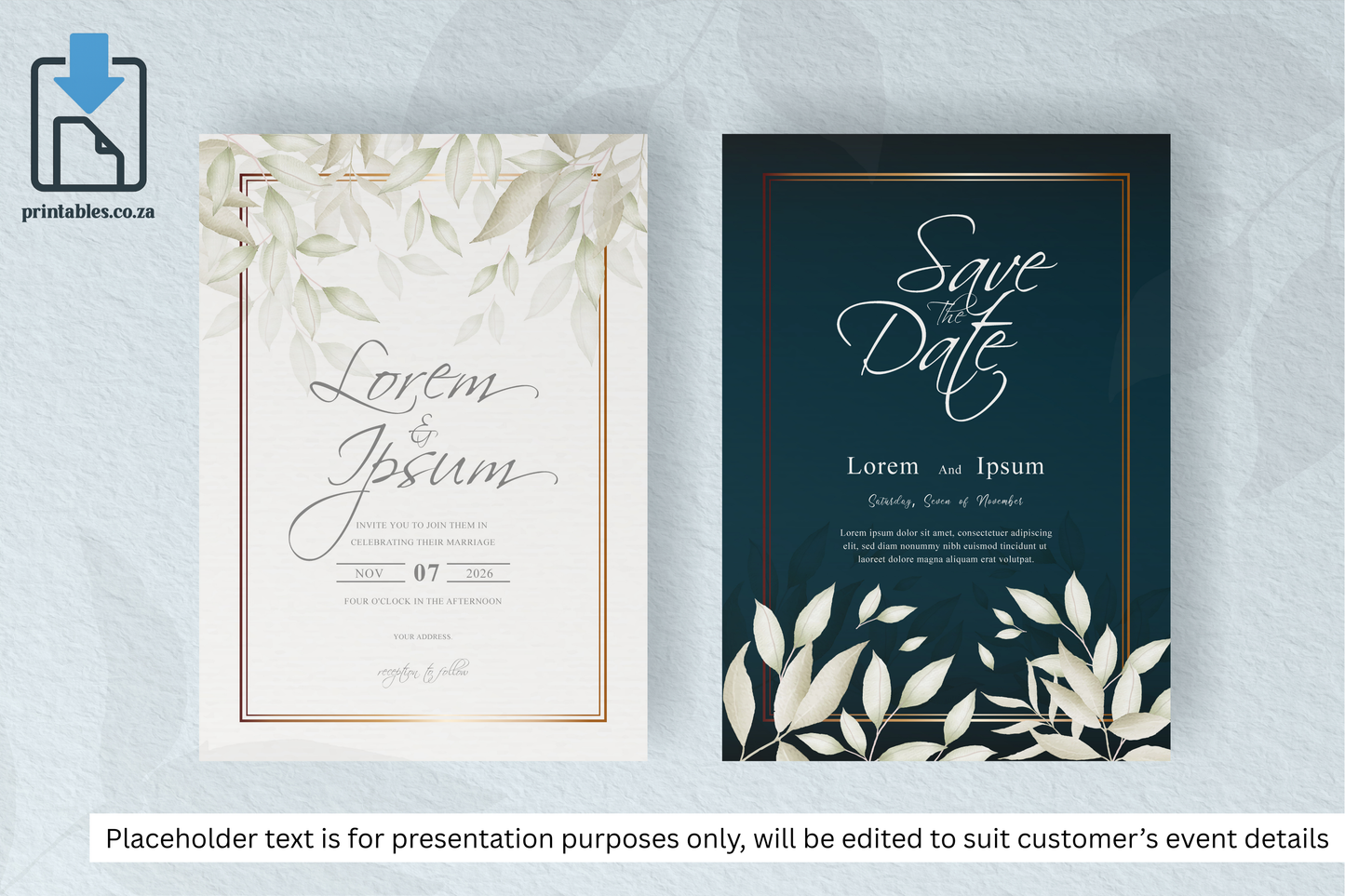 126 Foliage Frame for Wedding Invitation Set