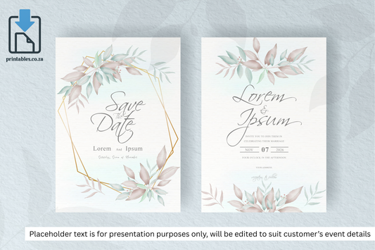 128 Foliage Frame for Wedding Invitation Set