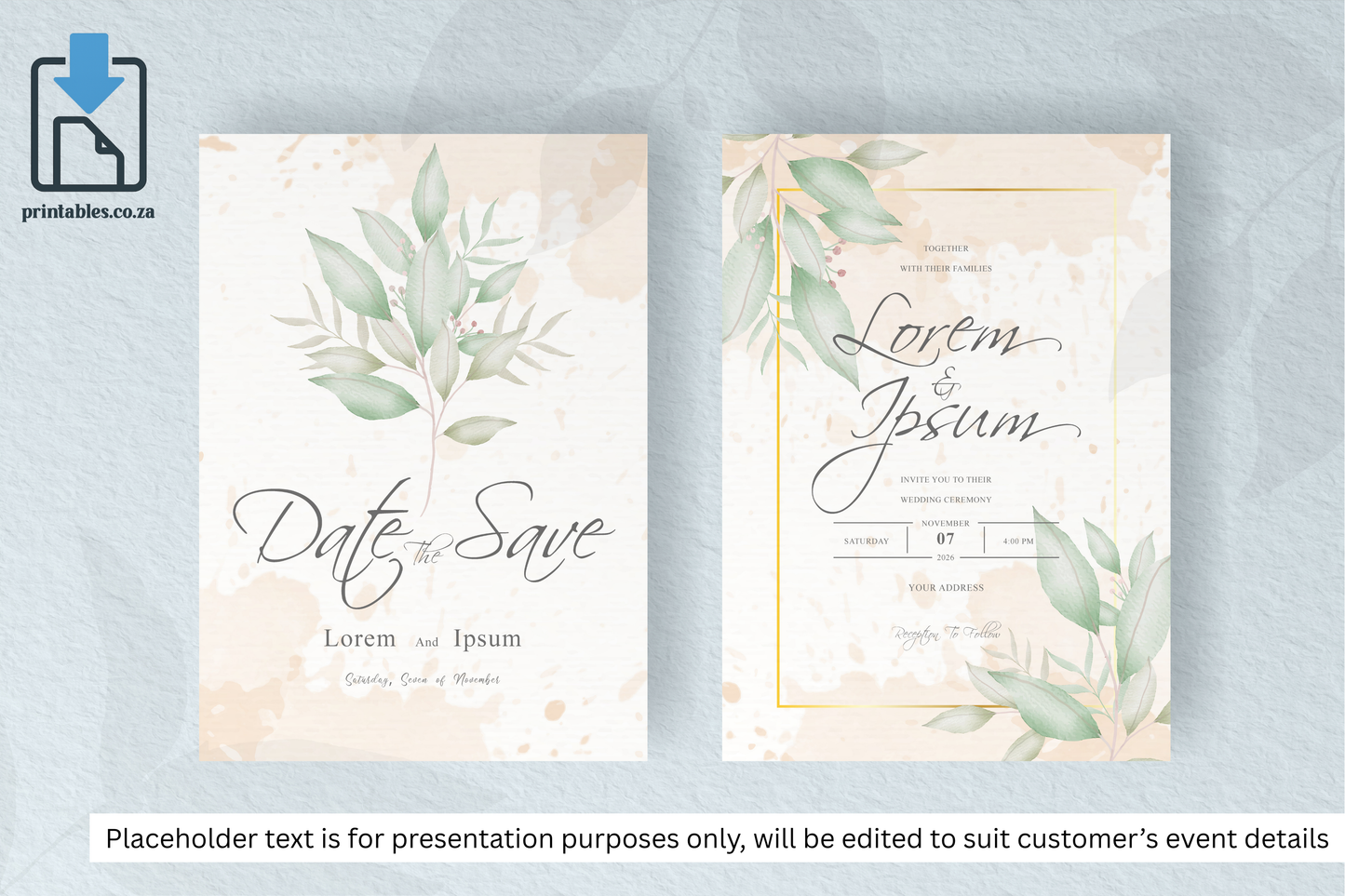 129 Foliage Frame for Wedding Invitation Set