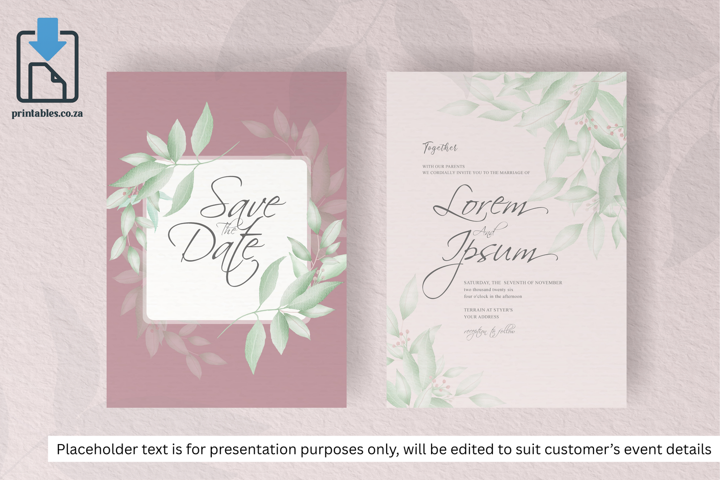 130 Foliage Frame for Wedding Invitation Set