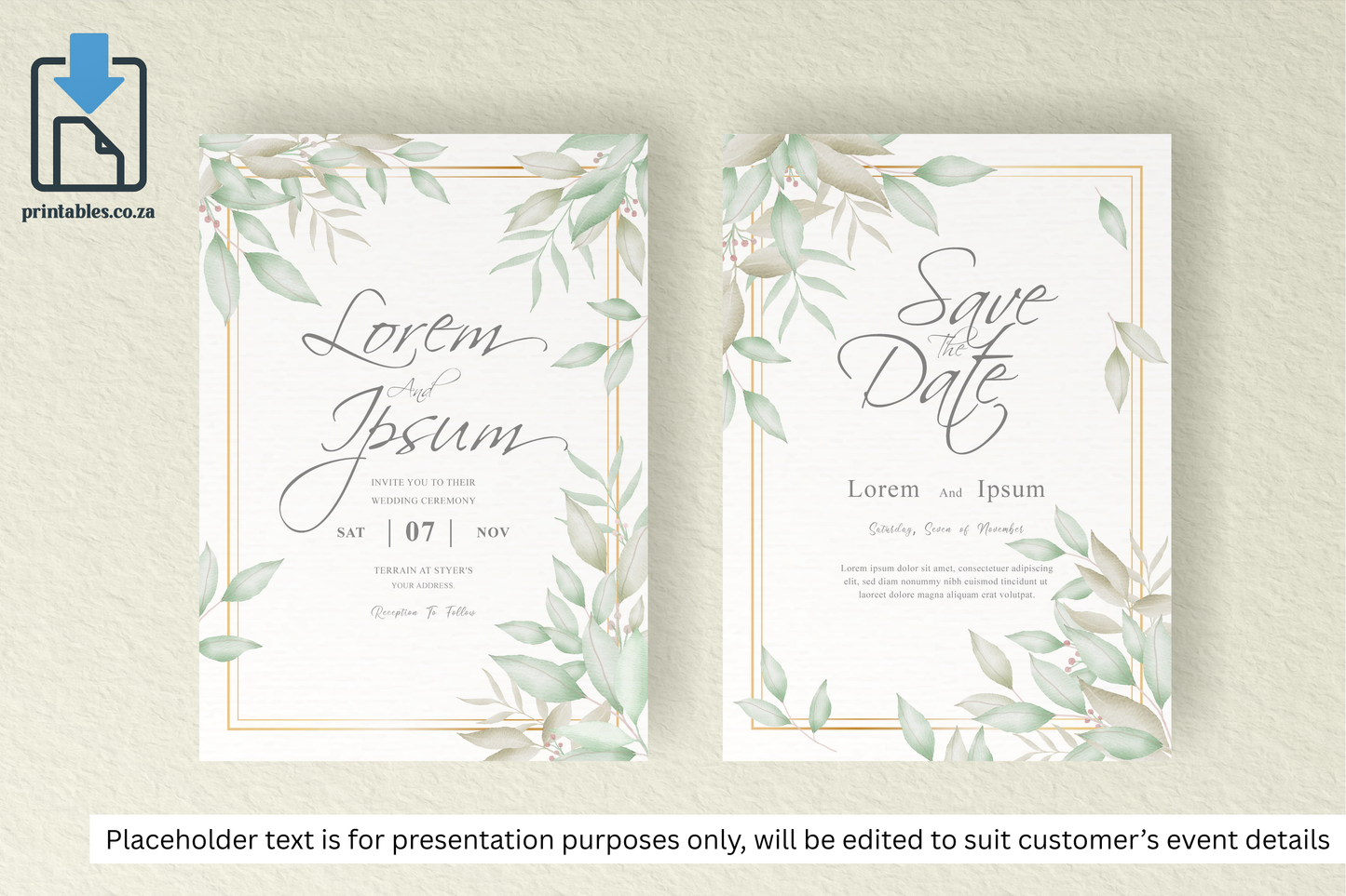 141 Foliage Frame for Wedding Invitation Set