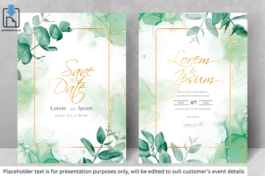 201 Elegant Floral Frame Wedding Invitation Set