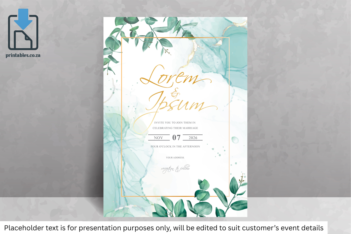 209 Watercolor Foliage Frame Wedding Design