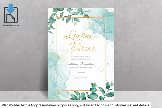 209 Watercolor Foliage Frame Wedding Design