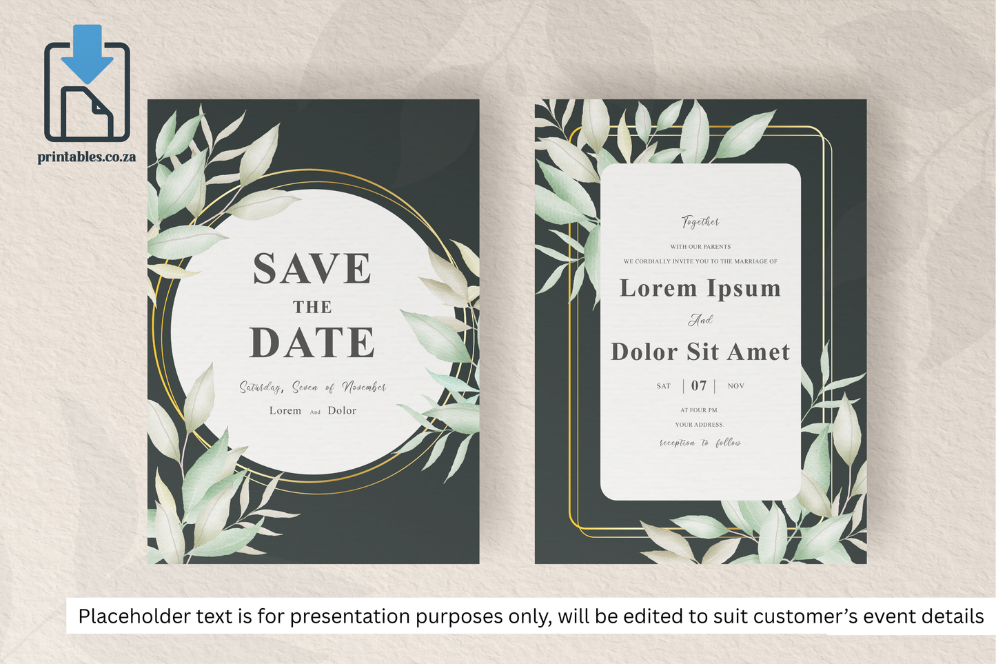 232 Foliage Frame for Wedding Invitation Set