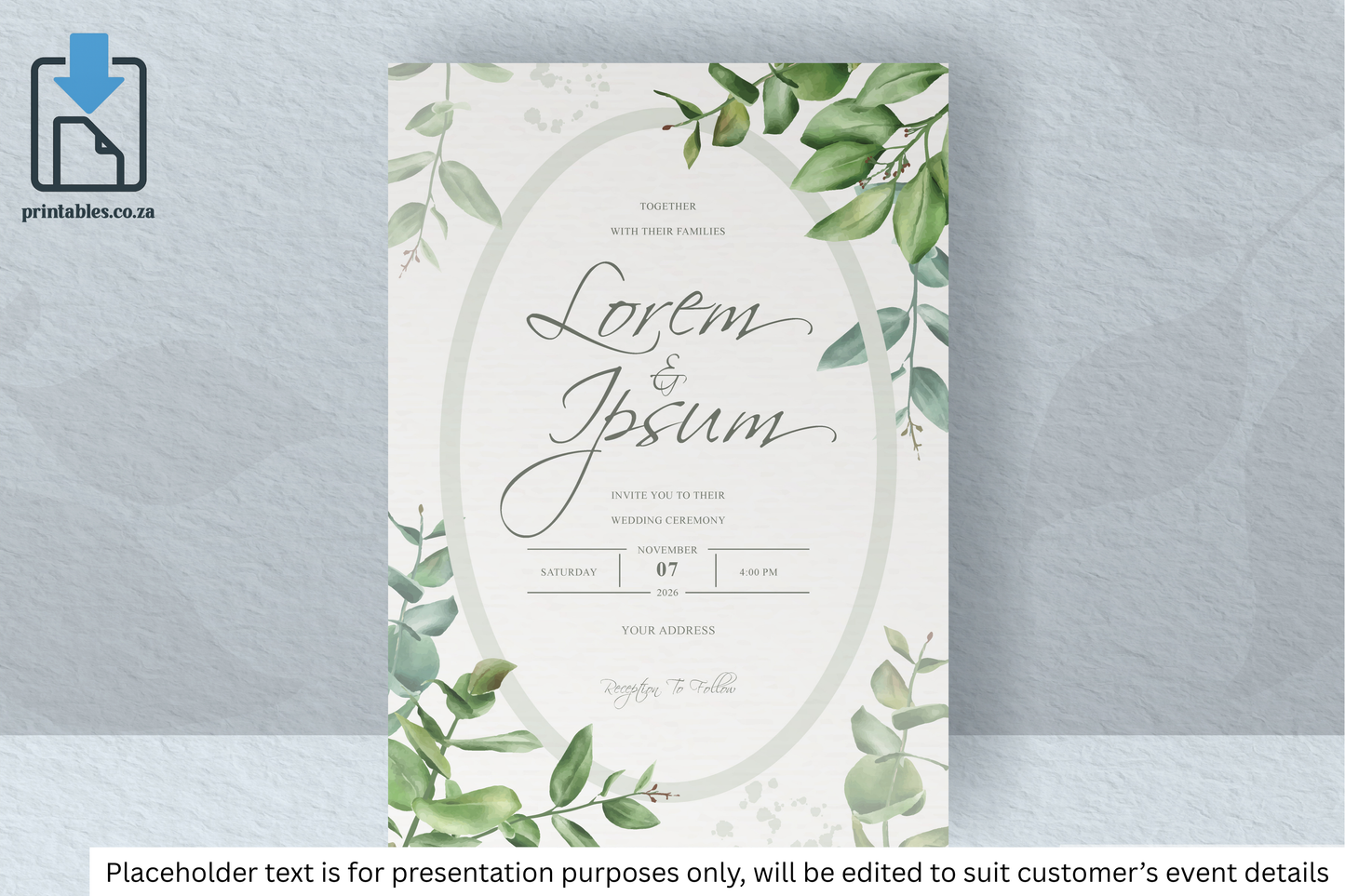 30 Watercolor Eucalyptus Frame Wedding Card