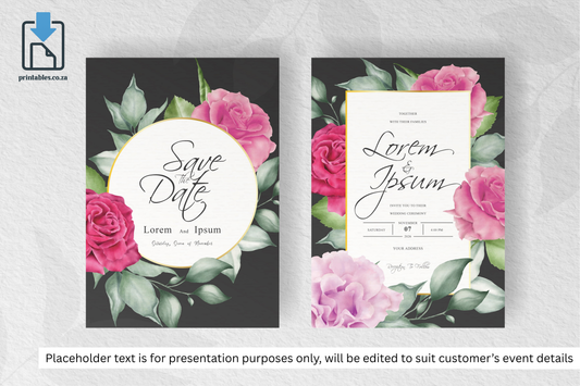 315 Watercolor Floral Frame Wedding Card Set