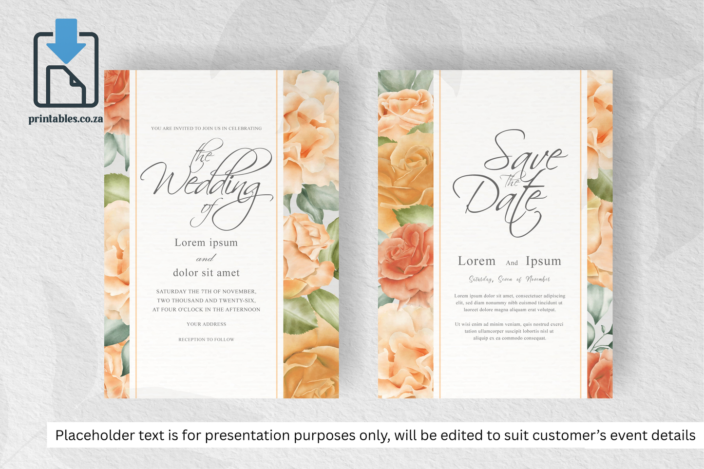 384 Watercolor Floral Frame Wedding Card Set