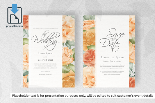 384 Watercolor Floral Frame Wedding Card Set