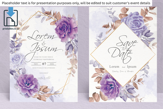 3 Elegant Floral Frame Wedding Invitation Set