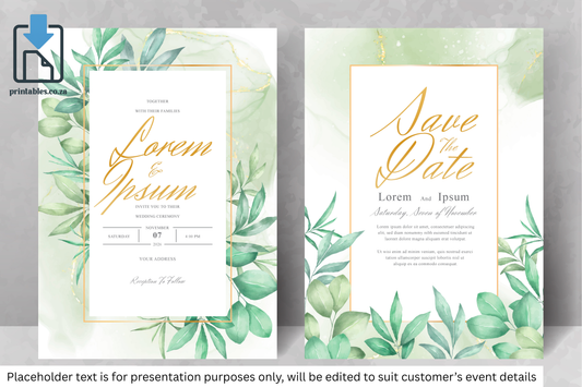 402 Elegant Floral Frame Wedding Invitation Card Set