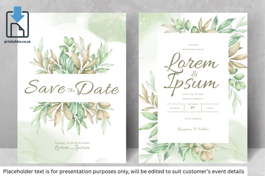 406 Elegant Floral Frame Wedding Invitation Card Set