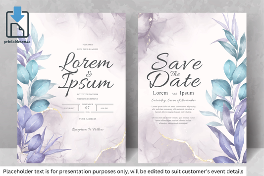 408 Elegant Watercolor Floral Wedding Invitation Set
