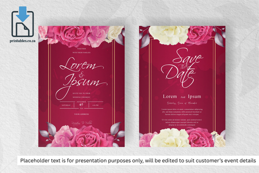 422 Elegant Burgundy Cream Watercolor Floral Wedding Card Set