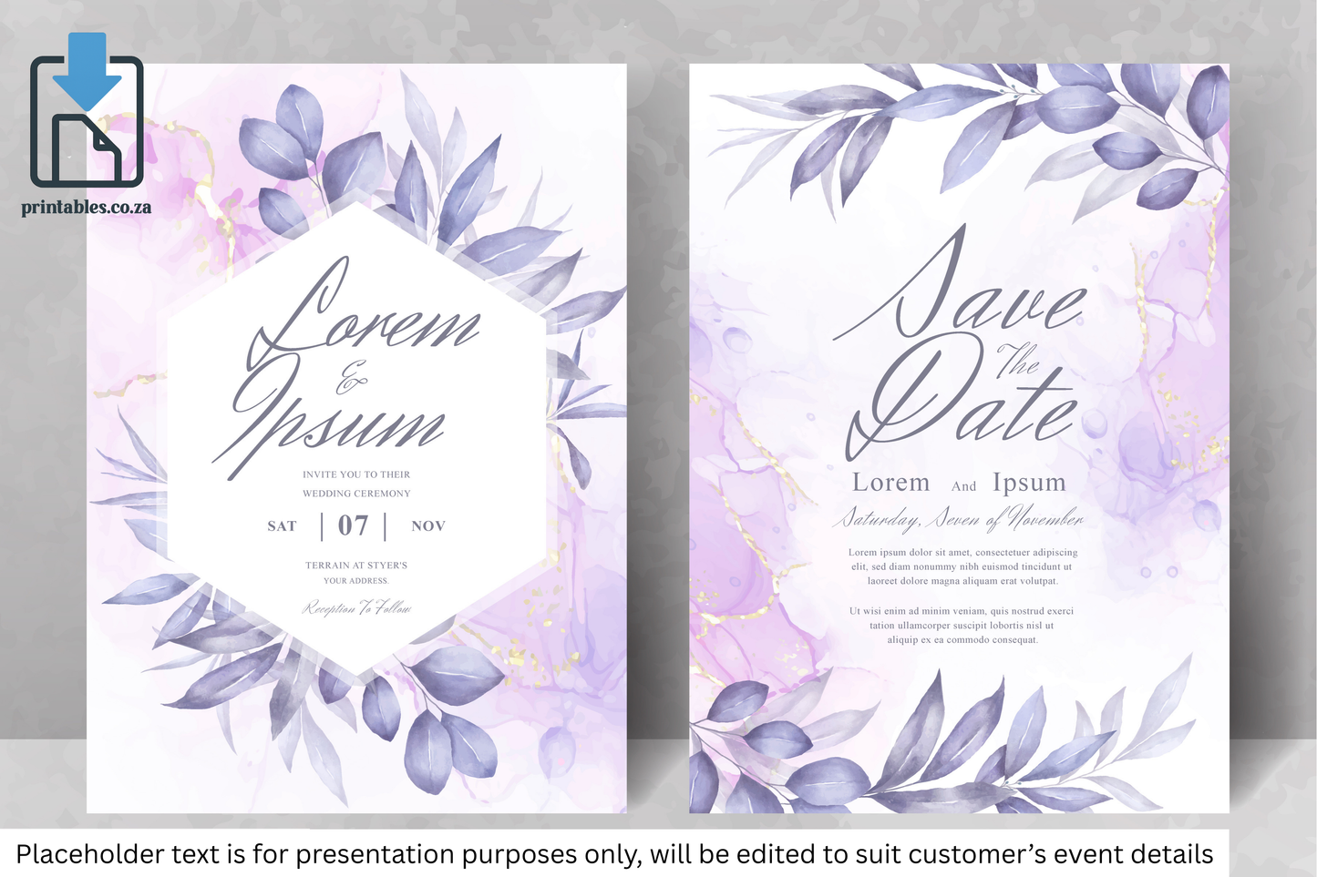 423 Elegant Floral Frame Wedding Invitation Card Set