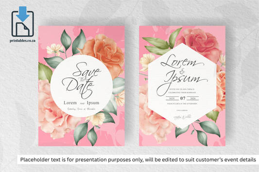 424 Elegant Watercolor Floral Wedding Card Set