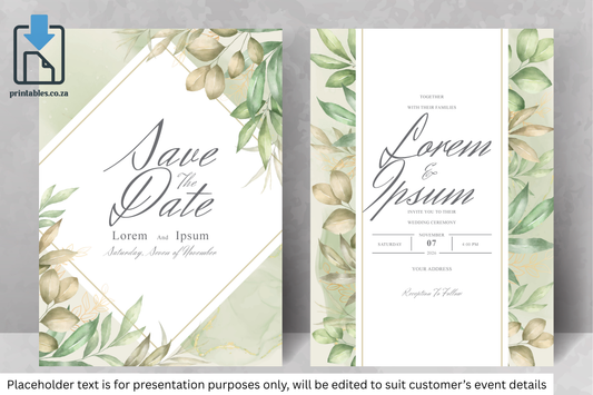 425 Elegant Floral Frame Wedding Invitation Card Set