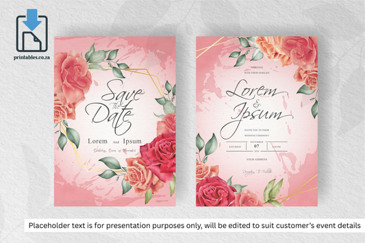 427 Elegant Watercolor Floral Wedding Card Set