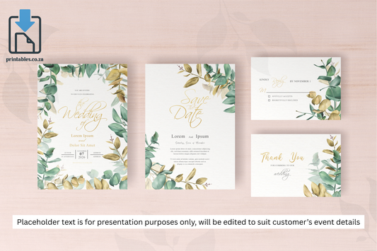 42 Watercolor Eucalyptus Frame Wedding Card Set