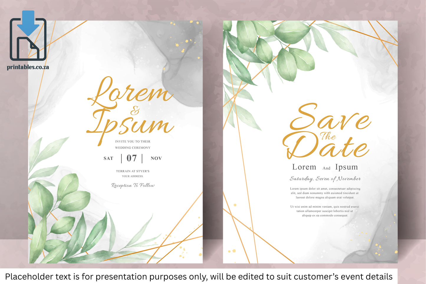 432 Elegant Floral Frame Wedding Invitation Card Set