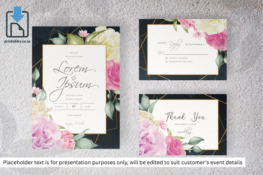 433 Elegant Watercolor Floral Wedding Card Set