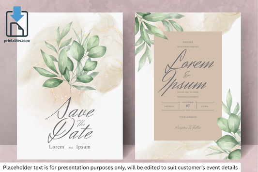 434 Elegant Floral Frame Wedding Invitation Card Set