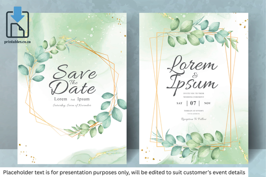 436 Elegant Floral Frame Wedding Invitation Card Set