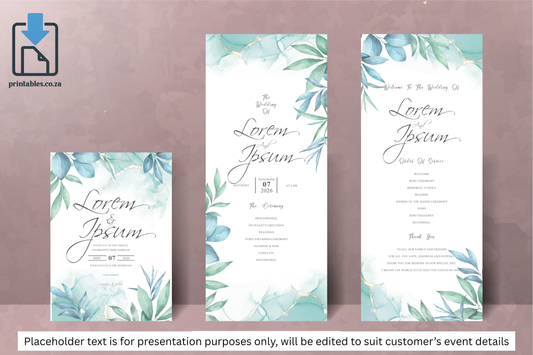445 Elegant Floral Frame Wedding Invitation Card Set