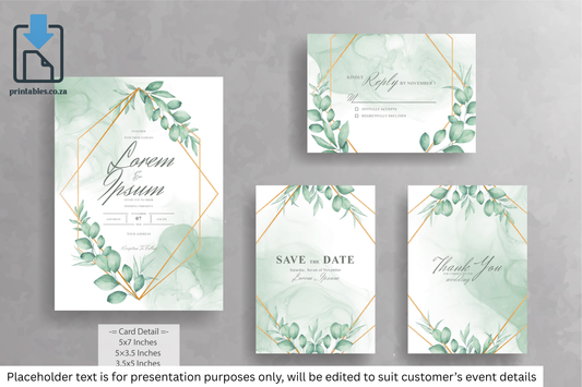 496 Elegant Floral Frame Wedding Invitation Card Set