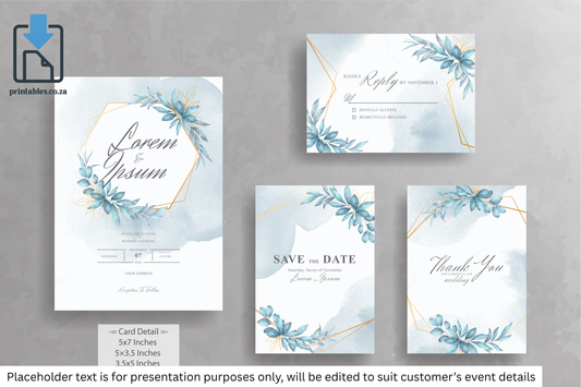 498 Elegant Floral Frame Wedding Invitation Card Set