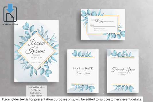 499 Elegant Floral Frame Wedding Invitation Card Set