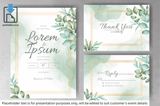 501 Elegant Floral Frame Wedding Invitation Card Set