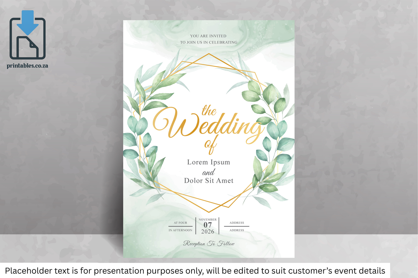 503 Elegant Floral Frame Wedding Invitation Card
