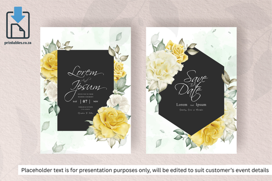 508 Set of Yellow Florals Frame Wedding Card