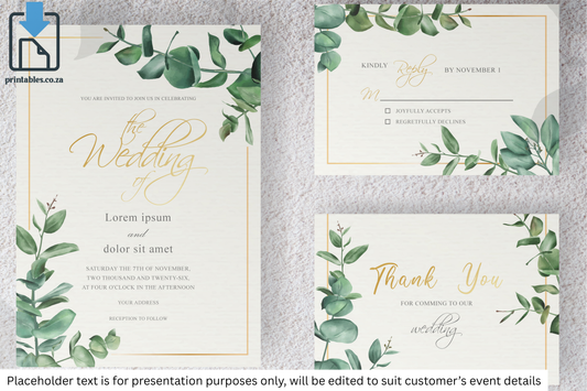 57 Watercolor Eucalyptus Frame Wedding Card Set