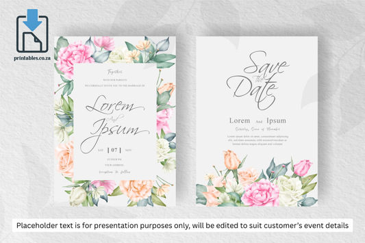 670 Elegant Floral Frame Wedding Invitation Set