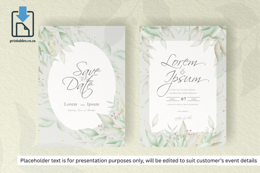 85 Foliage Frame Wedding Invitation Set