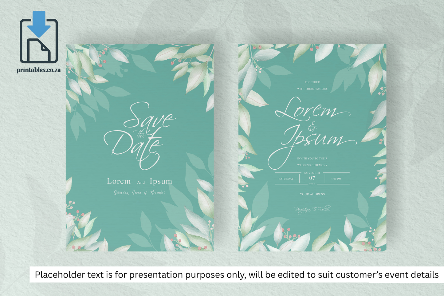 86 Foliage Frame Wedding Invitation Set