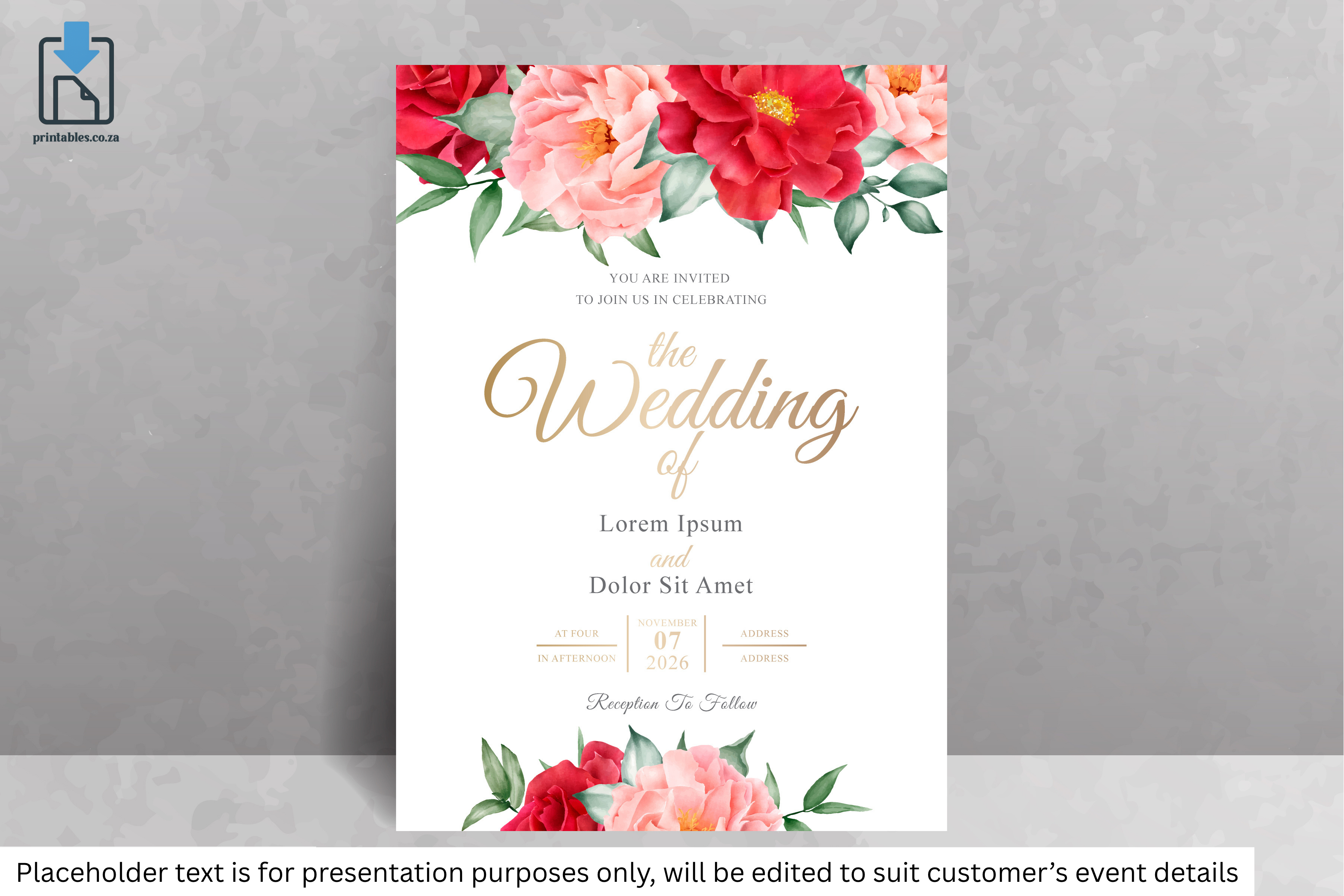 884 Floral Frame Wedding Invitation Card