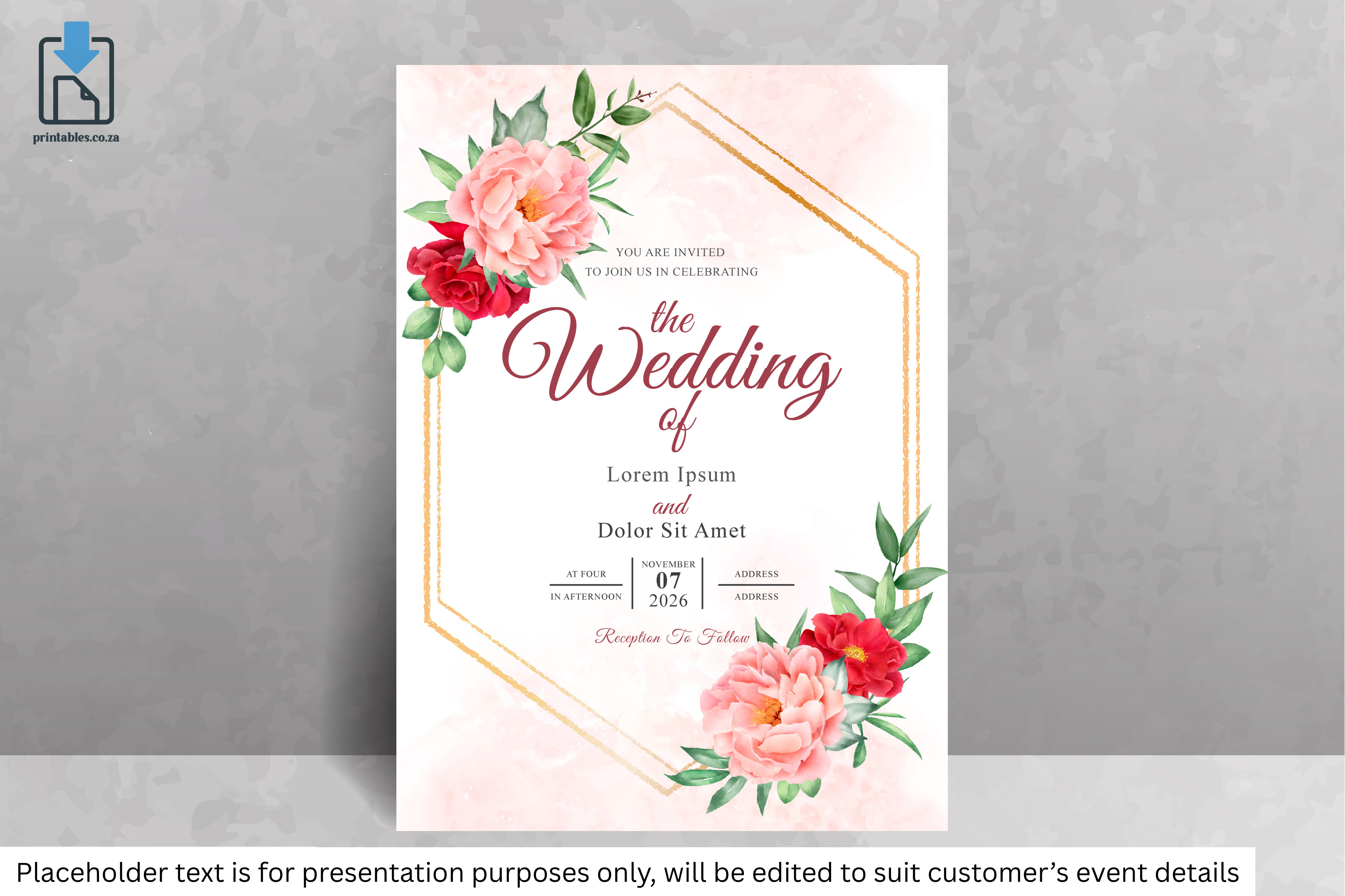 895 Floral Frame Wedding Invitation Card
