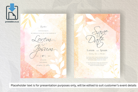 919 Simple Floral Frame Wedding Invitation Set